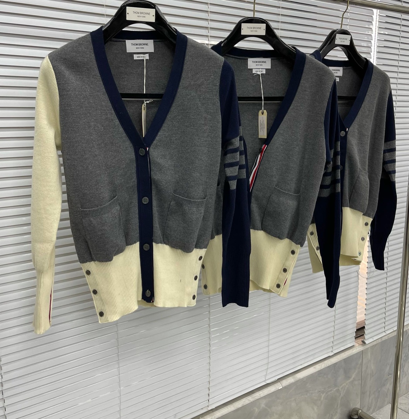 Cardigan Thom Browne Merino 3 Tripe Mutil Color Ss2022