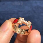 Inspired Hermes Clic H Red Enamel Ring Diamond