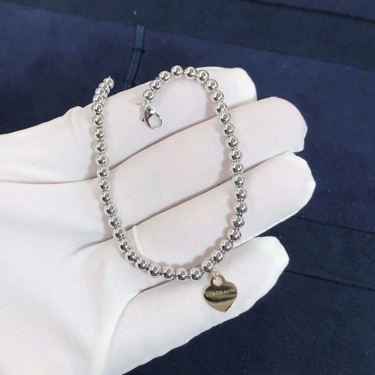 Custom Made Return To 18k White Gold Tiffany Bead Bracelet