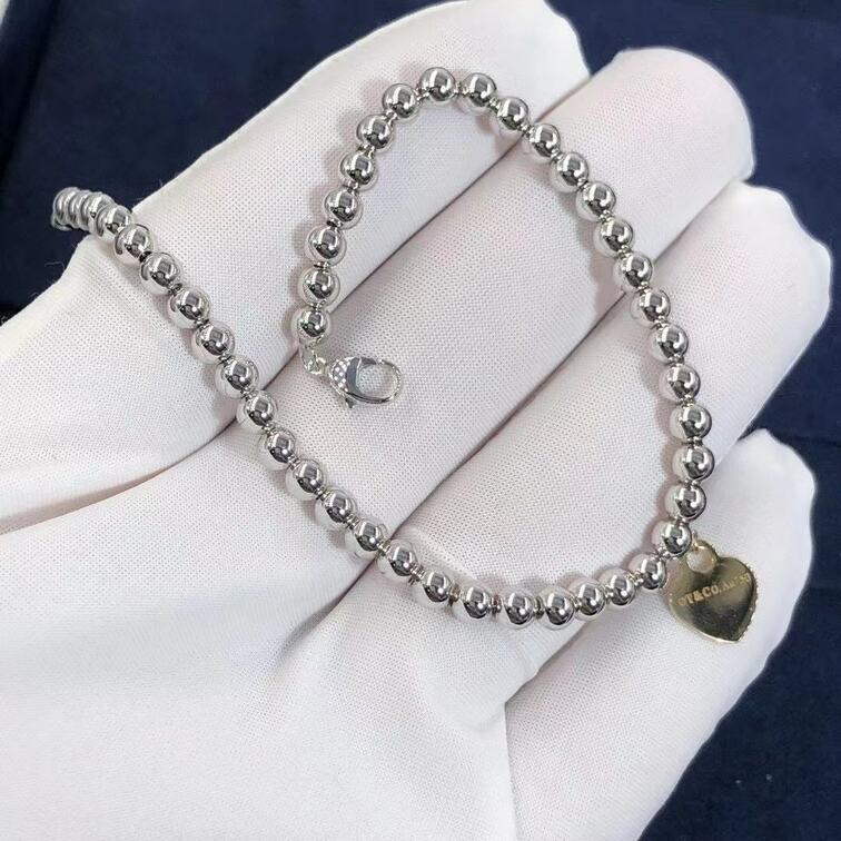 Custom Made Return To 18k White Gold Tiffany Bead Bracelet