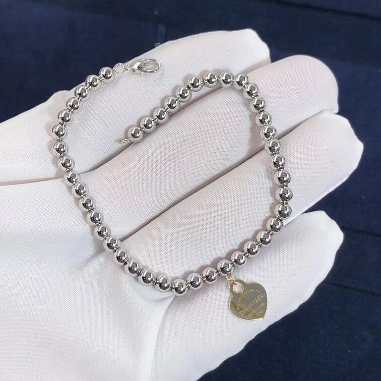Custom Made Return To 18k White Gold Tiffany Bead Bracelet