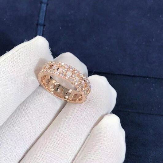 Tiffany T True Wide 18k Rose Gold With Diamonds Ring