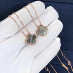 Van Cleef Arpels 18k Rose Gold Gray Mother Of Pearl Vintage Alhambra Pendant