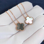 Van Cleef Arpels 18k Rose Gold Gray Mother Of Pearl Vintage Alhambra Pendant
