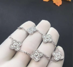 Van Cleef Arpels 18k White Gold Diamond 5 Motifs Vintage Alhambra Bracelet