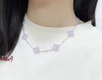 Van Cleef Arpels Vintage Alhambra 10 Motif Chalcedony 18k White Gold Necklace