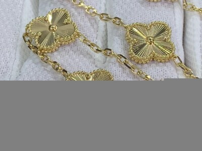 Van Cleef Arpels Vintage Alhambra 10 Motifs Guilloche Yellow Gold Necklace