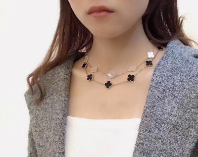 Van Cleef Arpels Vintage Alhambra Black Onyx 10 Motifs Long Necklace