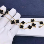Van Cleef Arpels Vintage Alhambra Black Onyx 10 Motifs Long Necklace