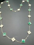 Van Cleef Arpels Vintage Alhambra Necklace 20 Motifs 18k Yellow Gold Diamond And Malachite
