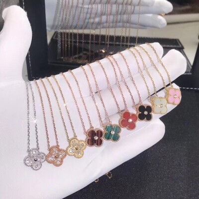Van Cleef Arpels Vintage Alhambra Necklace Grey Mop And Diamond