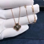 Van Cleef Arpels Vintage Alhambra Necklace Grey Mop And Diamond