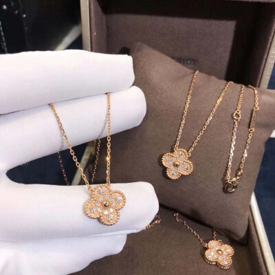 Vca Vintage Alhambra Pendant Solid 18k Pink Gold And Real Diamond