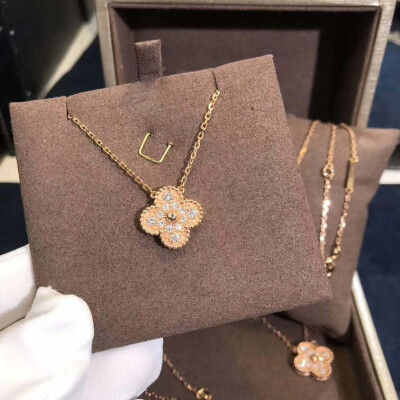 Vca Vintage Alhambra Pendant Solid 18k Pink Gold And Real Diamond