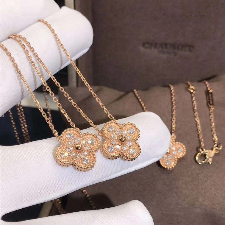 Vca Vintage Alhambra Pendant Solid 18k Pink Gold And Real Diamond